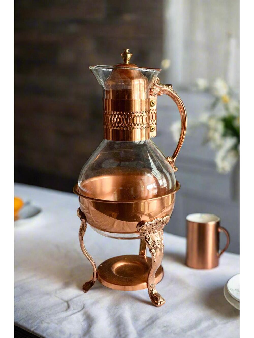 Princess House Copper and Glass Carafe Set
